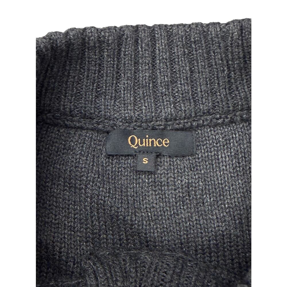 QUINCE Organic Cotton Cropped Cardigan Size Small Charcoal Gray - Picture 4 of 6